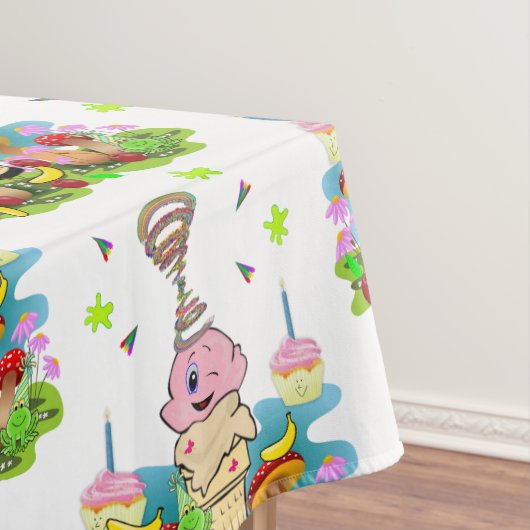 Nappe Happy Birthday Twin Tablecloth Confetti Cupcake  (In Situ)