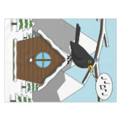 Nappe Happy Blackbird chanter dans le paysage hivernal (Devant (Horizontal))