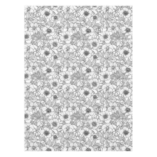 Nappe Hellebores en noir et blanc (Devant)