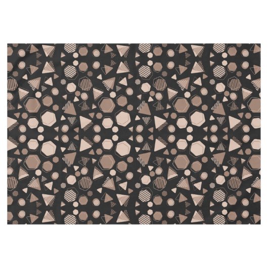 Nappe Hexagon & Triangle rose & Brown sur Motif noir (Devant (Horizontal))