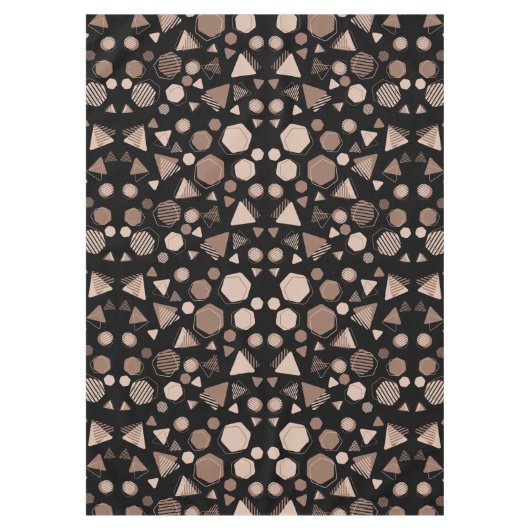 Nappe Hexagon & Triangle rose & Brown sur Motif noir (Devant)