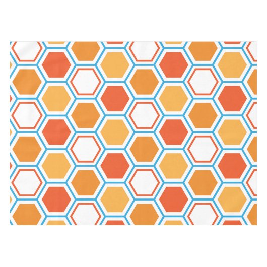 Nappe hexagone en orange, bleu et blanc (Devant (Horizontal))