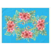 Nappe Hibiscus d'aquarelle sur bleu (Devant (Horizontal))