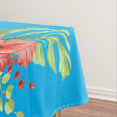 Nappe Hibiscus d'aquarelle sur bleu (In Situ)