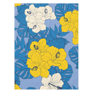 Nappe Hibiscus fleurs et feuilles