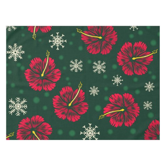 Nappe Hibiscus floral tropical Snowflakes Noël | (Devant (Horizontal))