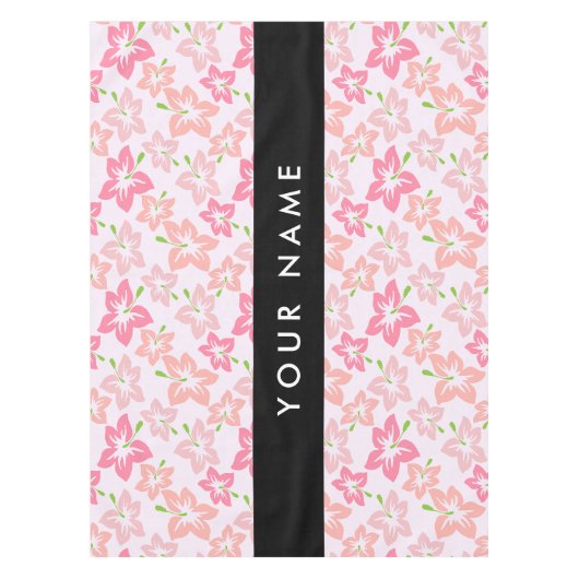 Nappe Hibiscus rose, Fleurs roses, Votre nom (Devant)
