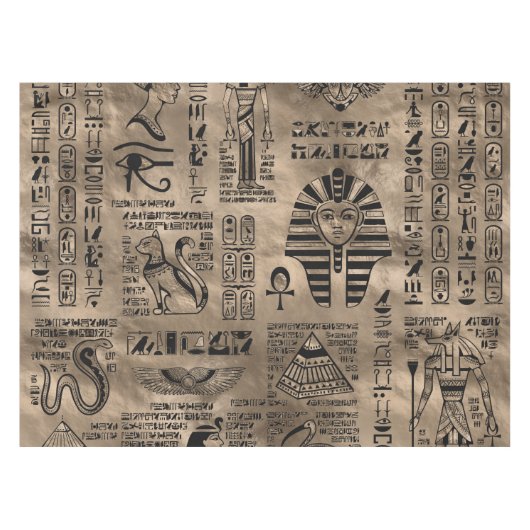 Nappe Hiéroglyphes et divinités égyptiens - or de luxe (Devant (Horizontal))