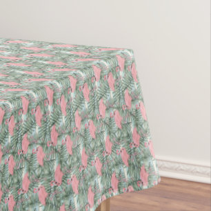 Nappe Hip Flamants roses roses mignonette feuille de pal