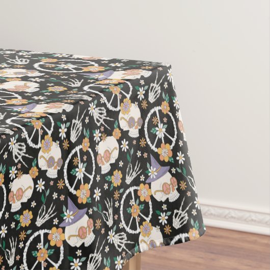 Nappe Hippie Halloween Skulls et Fleurs Motif (In Situ)