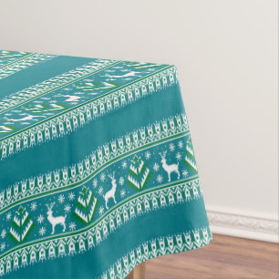 Nappe Hiver Turquoise et Green Christmas Fair Isle