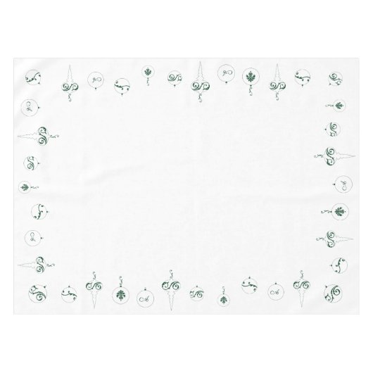 Nappe Hiver Vert Monogramme Bauble Ornements Noël (Devant (Horizontal))