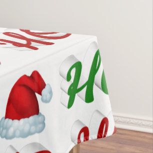 Nappe Ho Ho Ho Santa Hat Noël rouge vert script