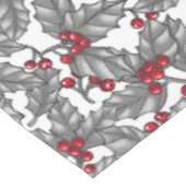 Nappe Holly berry, feuilles gris sur blanc (Angle)