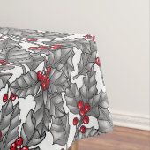 Nappe Holly berry, feuilles gris sur blanc (In Situ)