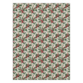 Nappe Holly Et Mistletoe Sur Faux Lin Hors Blanc (Devant)