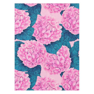 Nappe Hydrangea aquarelle motif, rose et bleu