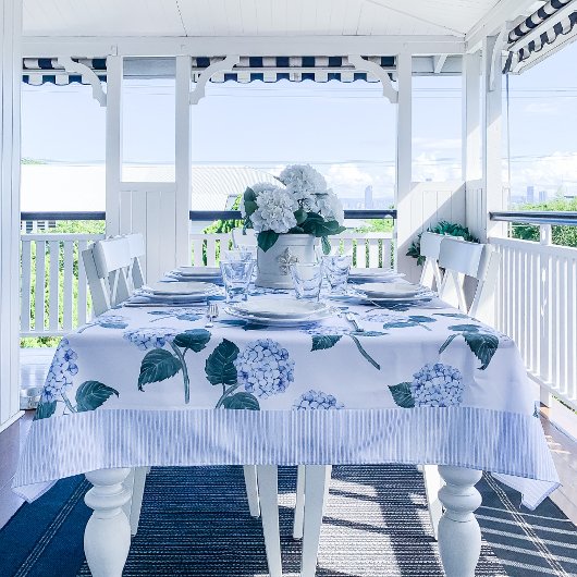 Nappe Hydrangea Fleurit Bleu Aquarelle Florale