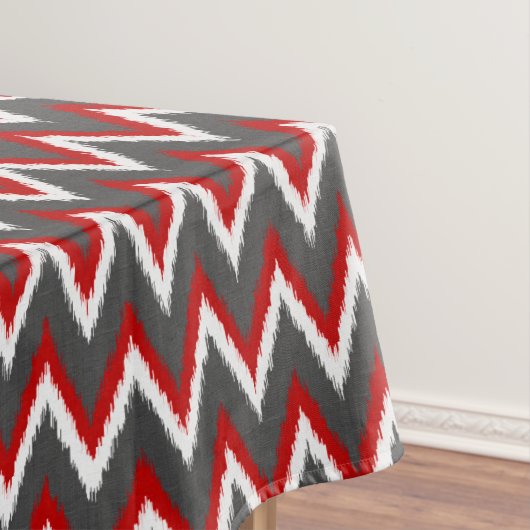 Nappe Ikat Chevron Stripes - Rouge, Blanc et Gris / Gris (In Situ)