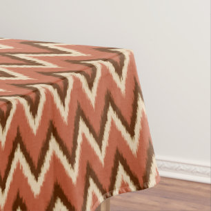 Nappe Ikat Chevron Stripes - Rouille, Brown et beige