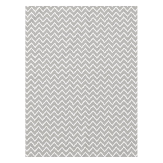 Nappe Ikat Chevrons - gris argent et blanc (Devant)