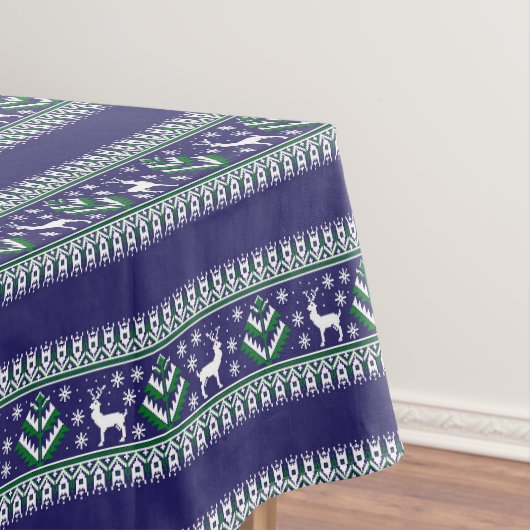 Nappe Île Fair Noël Bleu Foncé et Vert Hiver (In Situ)