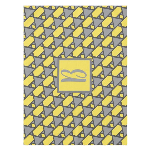 Nappe Illuminer le monogramme géométrique gris-jaune (Devant)