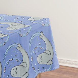 Nappe Illustration de caricature de phoque et de poisson