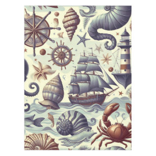 Nappe Illustration de la Vie marine nautique vintage