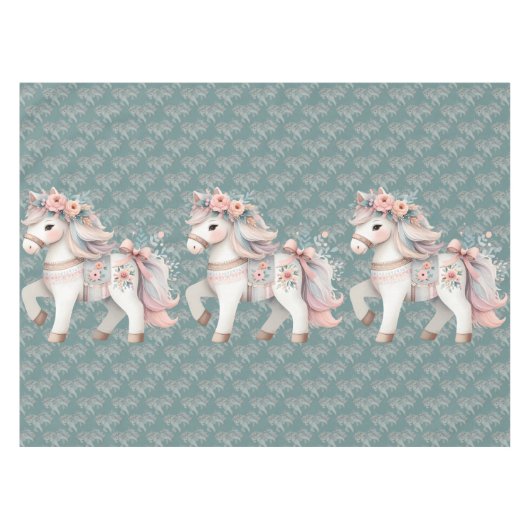 Nappe Illustration de l'Imaginaire Floral Pastel Horse (Devant (Horizontal))