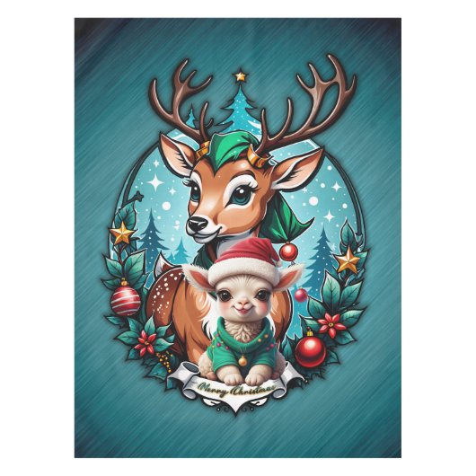 Nappe Illustration de Noël joyeuse et invitante (Devant)