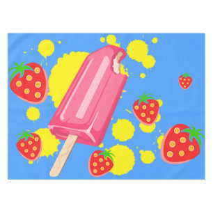 Nappe Illustration Fun Pink Popsicle and Strawberries
