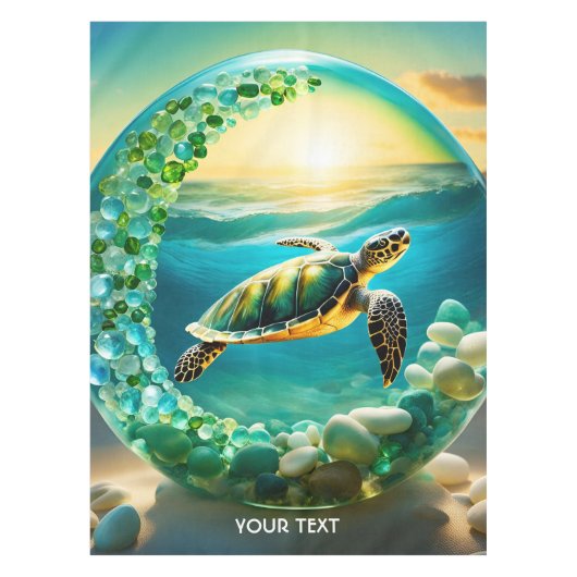 Nappe Imaginaire Cute Vivid Turtle Vagues de Mer (Devant)