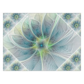 Nappe Imaginaire fleuri Moderne Bleu Vert Fractal Fleur (Devant (Horizontal))