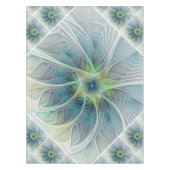 Nappe Imaginaire fleuri Moderne Bleu Vert Fractal Fleur (Devant)