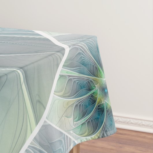 Nappe Imaginaire fleuri Moderne Bleu Vert Fractal Fleur (In Situ)