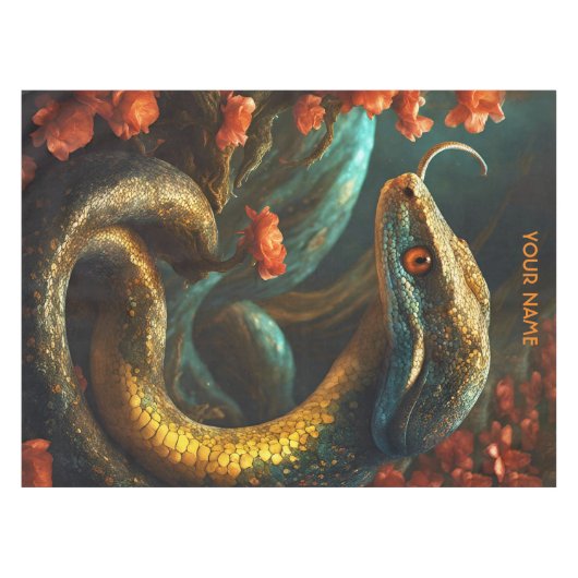 Nappe Imaginaire Fleurs Vivides Mignonnes Mamba Serpent (Devant (Horizontal))