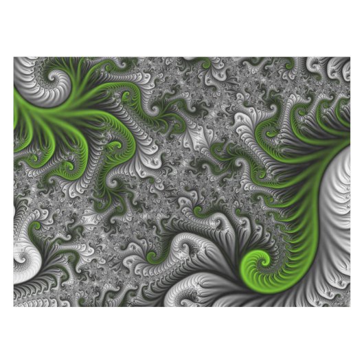 Nappe Imaginaire Monde Vert Et Gris Art Fractal Abstrait (Devant (Horizontal))