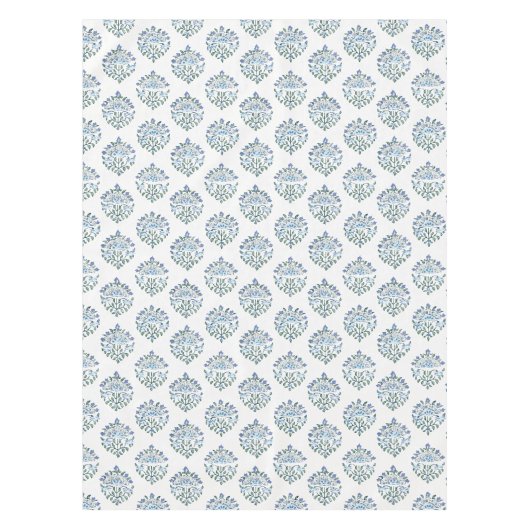 Nappe Impression de bloc de médaille florale verte bleue (Devant)