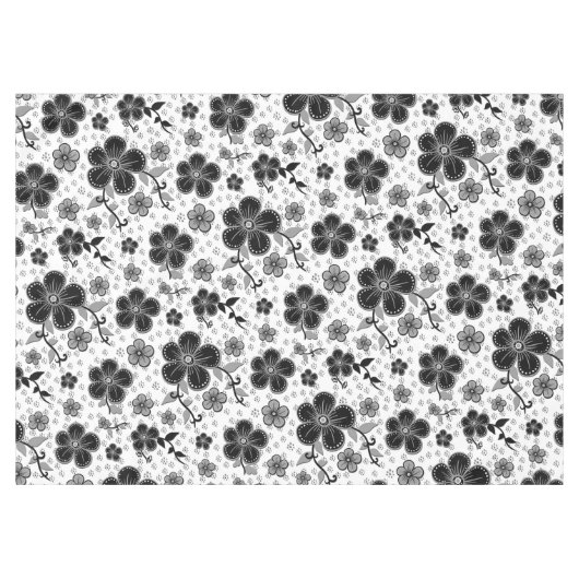 Nappe Impression florale noir et blanc (Devant (Horizontal))