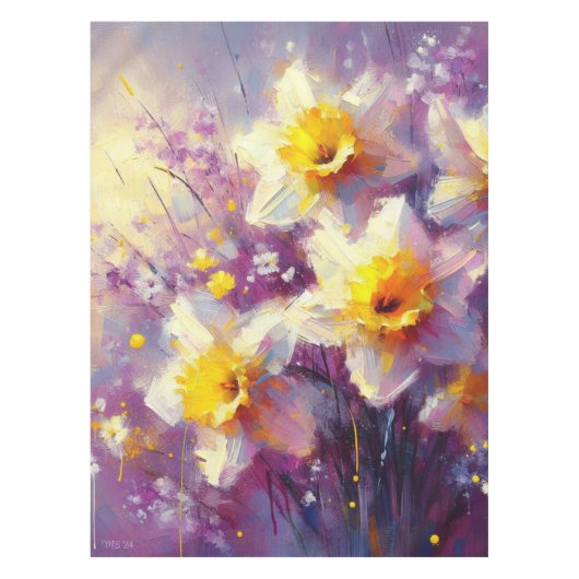 Nappe Impressionniste Daffodique Floral Purple Jaune (Devant)