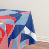 Nappe imprimé abstrait rouge blanc et bleu #1 (In Situ)