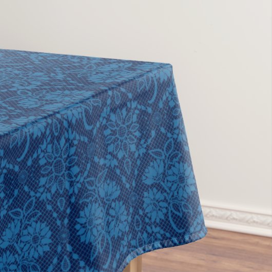 Nappe Indigo Blue Floral Faux Lace Motif (In Situ)