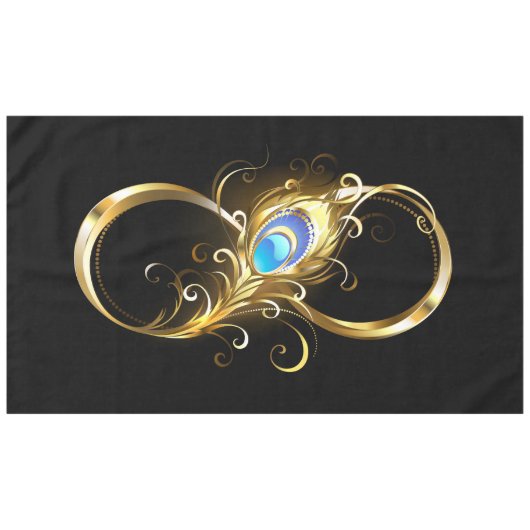 Nappe Infinité avec plume de paon doré (Devant (Horizontal))