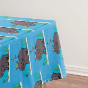 Nappe Ippopotame drôle mignon avec dessin animé d'oiseau