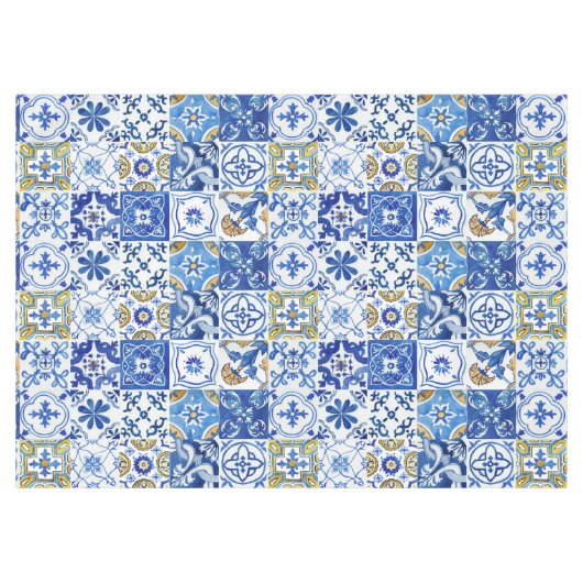 Nappe Italien Méditerranée Bleu, Blanc & Jaune Motif (Devant (Horizontal))