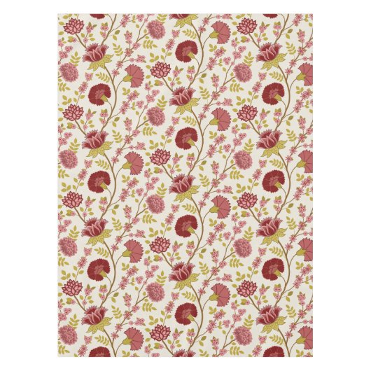 Nappe Jacobean Floral Pattern Rouge Rose Gold Crème (Devant)