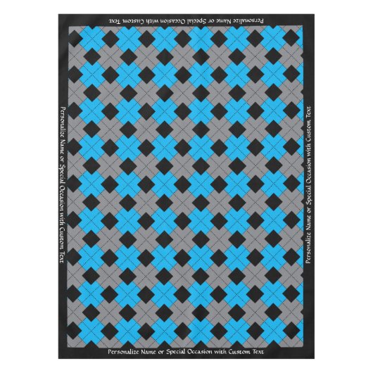 Nappe Jacquard classique Bleu Diamant Noir Personnalisé (Devant)