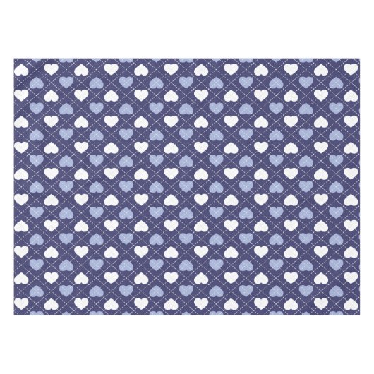 Nappe Jacquard des Coeurs Bleus et Blancs (Devant (Horizontal))