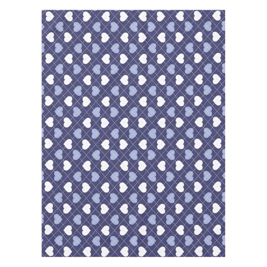 Nappe Jacquard des Coeurs Bleus et Blancs (Devant)